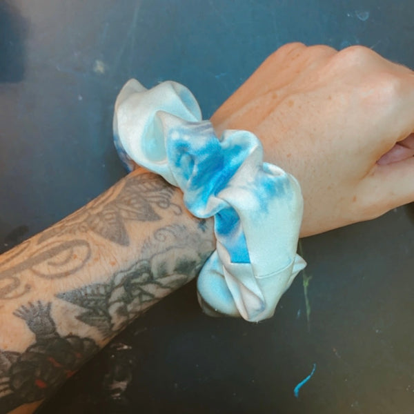 Indigo Silk Scrunchie